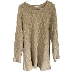 Pure J. Jill argyle textured tunic sweater tan sz Large women’s